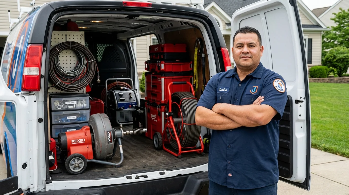Professional drain cleaning equipment and Johns Plumbing LLC plumber in Pecos