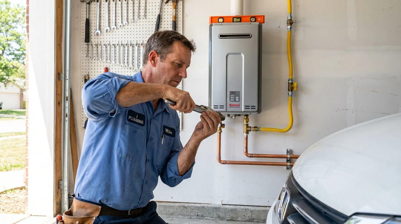 Tankless water heater installation by a Johns Plumbing LLC plumber in Pecos